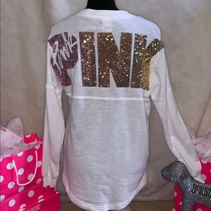 🆕 NEW VS PINK OMBRÉ BLING CREW